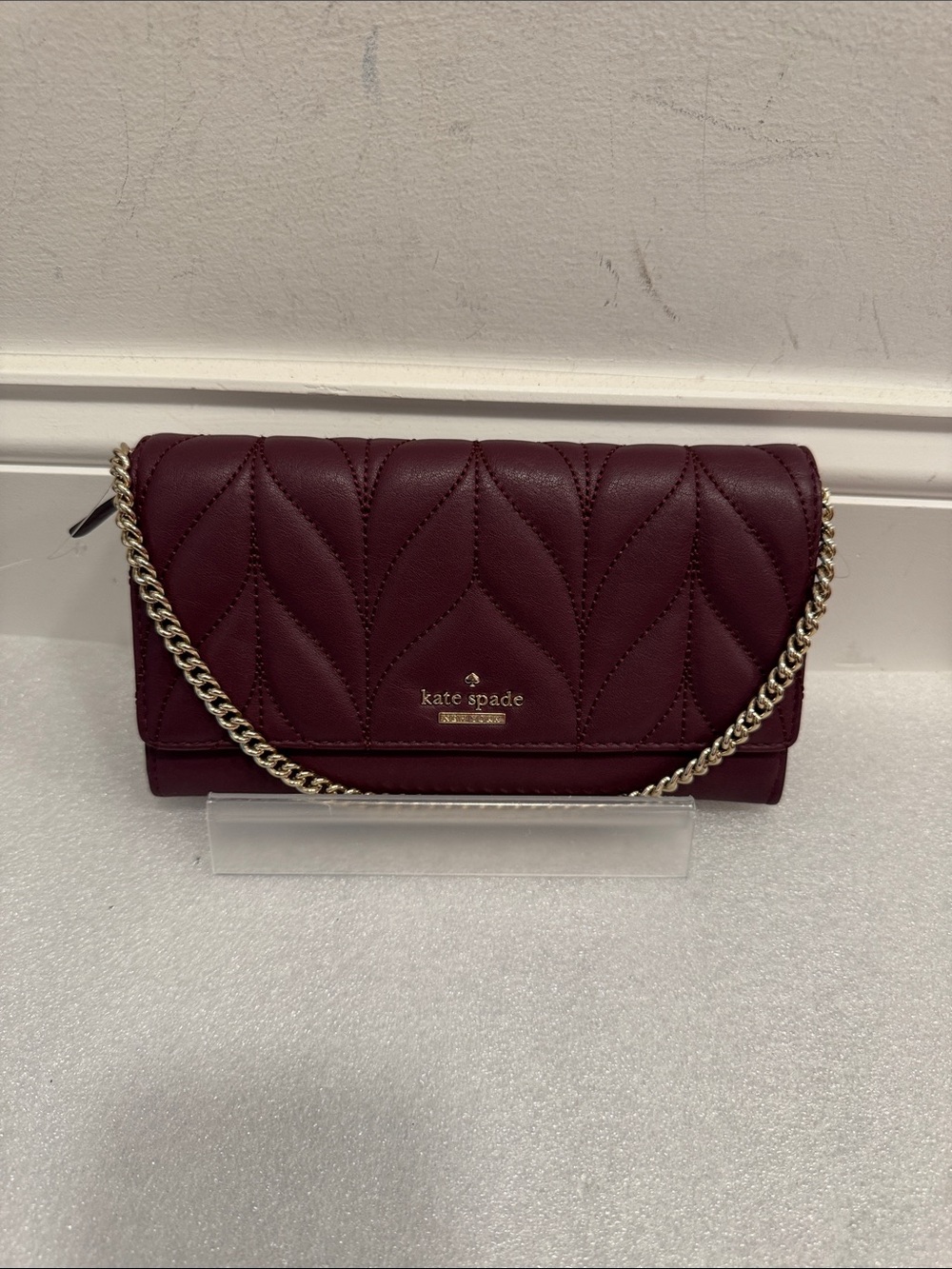 kate spade Quilted Burgundy Chain Wallet NWOT